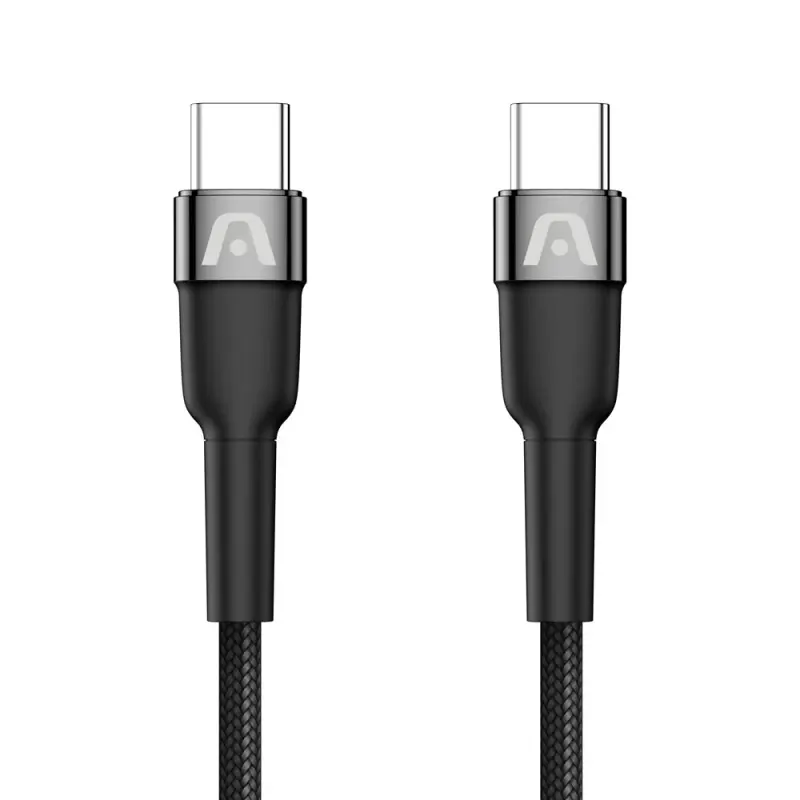 CABLE TRENZADO DE NAILON DURA SPEED DE 65W TIPO C EN AMBOS LADOS DE 1.8M NEGRO ARGCB0047